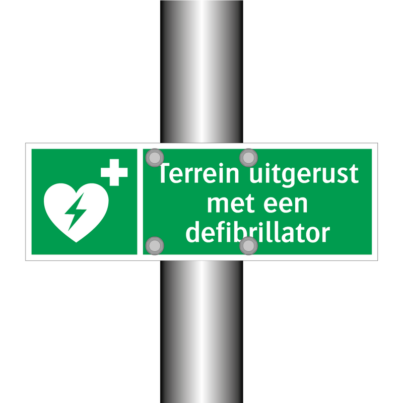 Terrein uitgerust met een defibrillator