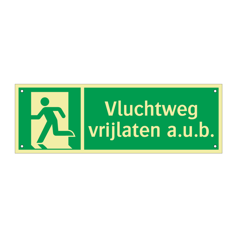 Vluchtweg vrijlaten a.u.b.