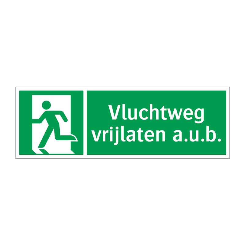 Vluchtweg vrijlaten a.u.b.