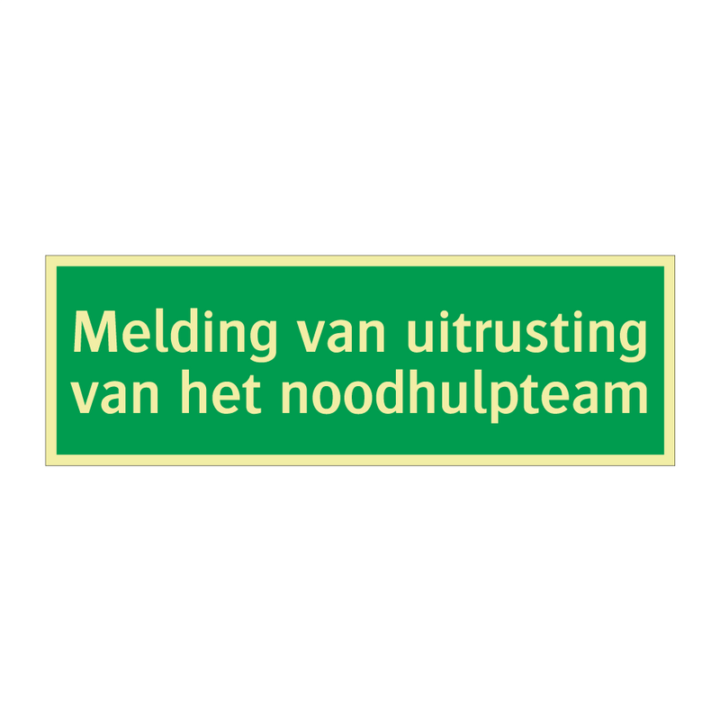 Melding van uitrusting van het noodhulpteam