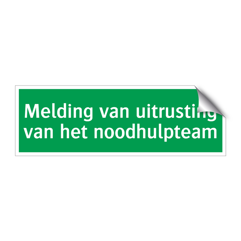 Melding van uitrusting van het noodhulpteam