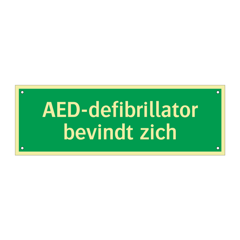 AED-defibrillator bevindt zich