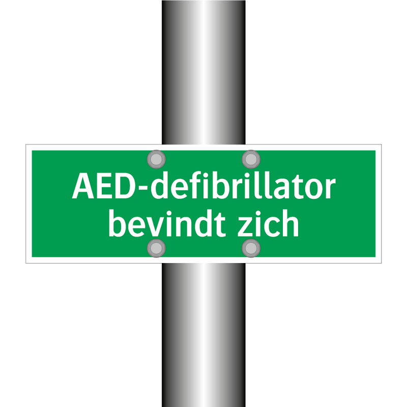 AED-defibrillator bevindt zich