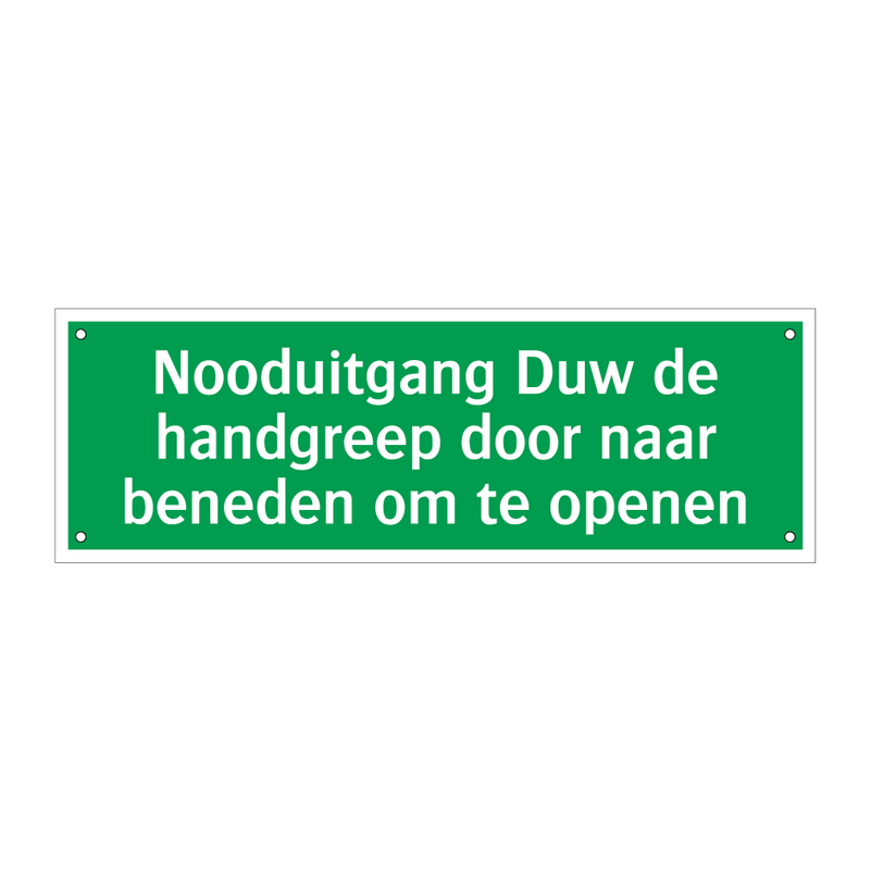 Nooduitgang Duw de handgreep door naar beneden om te openen