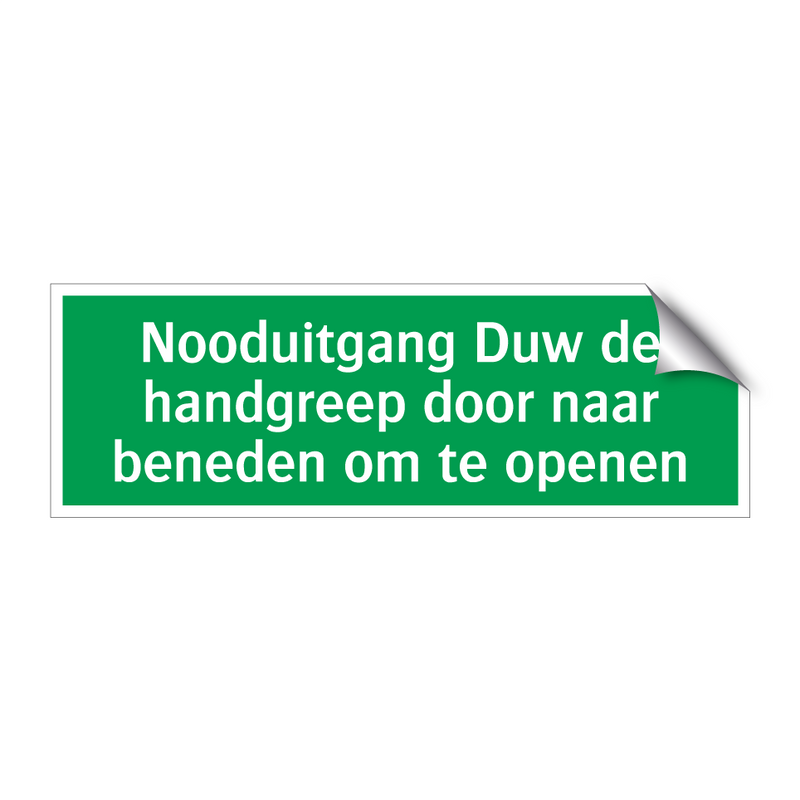 Nooduitgang Duw de handgreep door naar beneden om te openen