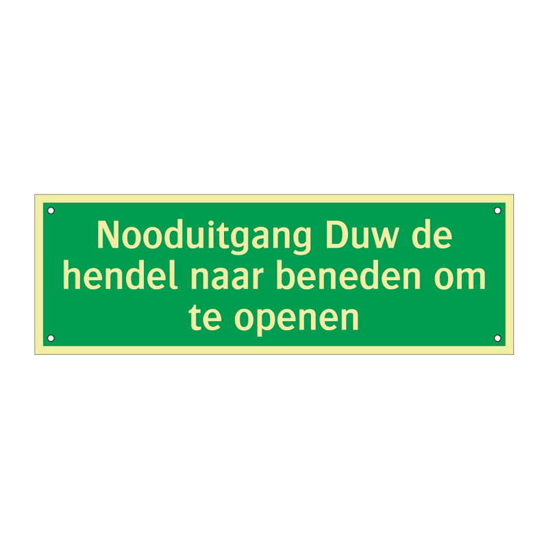 Nooduitgang Duw de hendel naar beneden om te openen