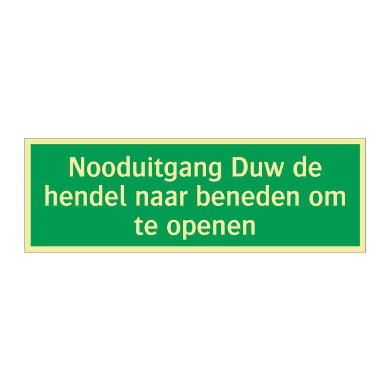 Nooduitgang Duw de hendel naar beneden om te openen