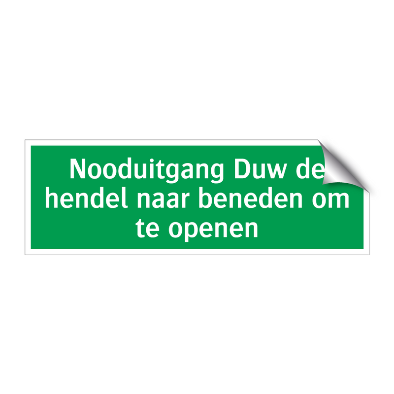 Nooduitgang Duw de hendel naar beneden om te openen