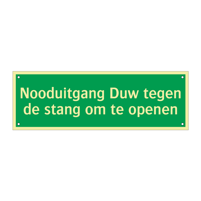 Nooduitgang Duw tegen de stang om te openen