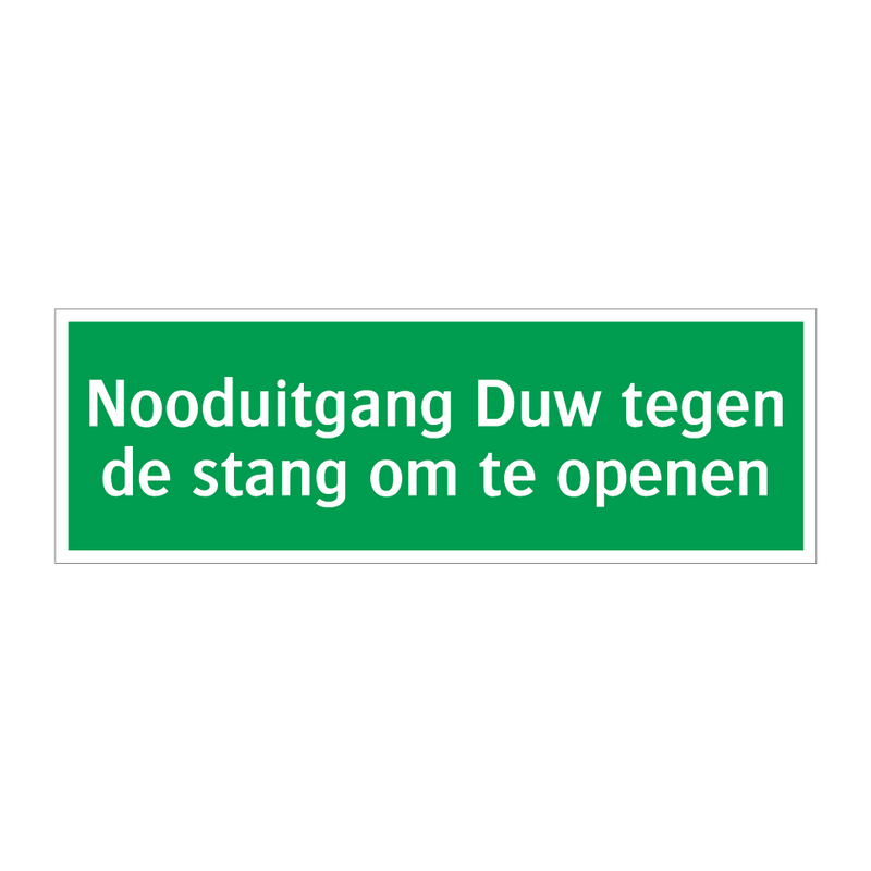 Nooduitgang Duw tegen de stang om te openen