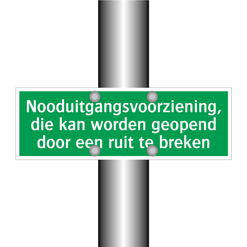 Nooduitgangsvoorziening, die kan worden geopend door een ruit te breken