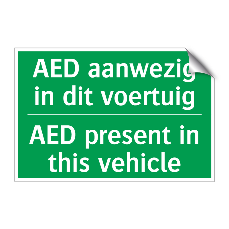 AED aanwezig in dit voertuig - AED present in this vehicle /.../