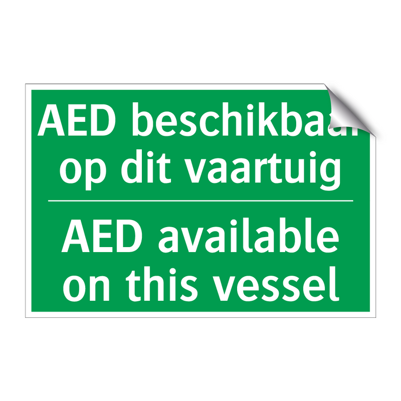 AED beschikbaar op dit vaartuig /.../ - AED available on this vessel /.../