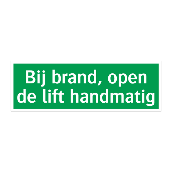 Bij brand, open de lift handmatig