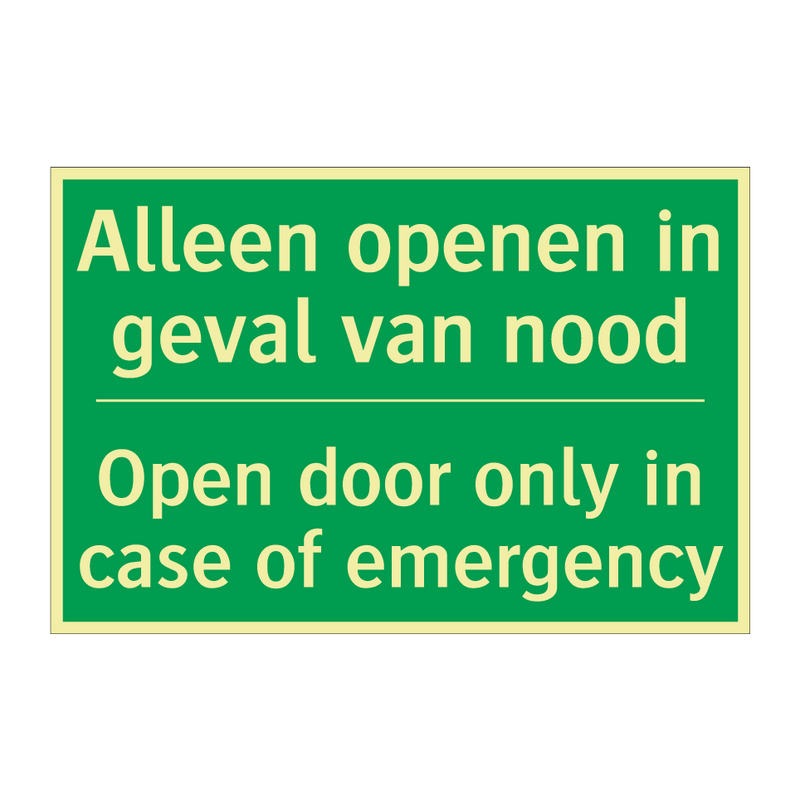 Alleen openen in geval van nood /.../ - Open door only in case of /.../