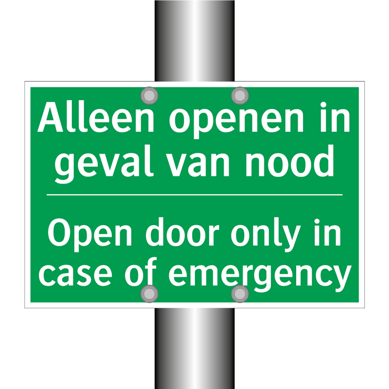 Alleen openen in geval van nood /.../ - Open door only in case of /.../