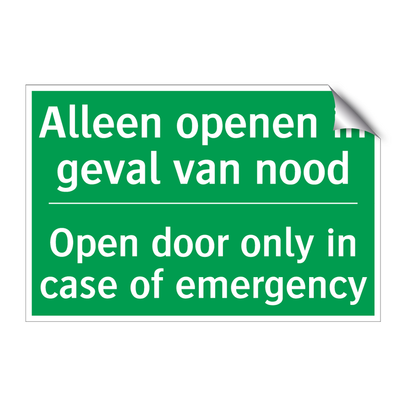 Alleen openen in geval van nood /.../ - Open door only in case of /.../