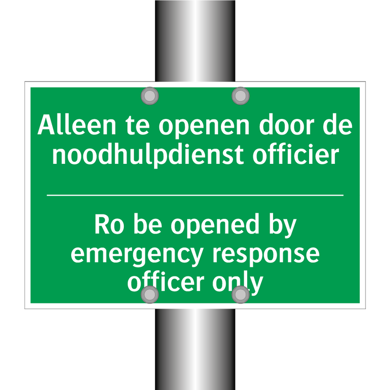 Alleen te openen door de noodhulpdienst /.../ - Ro be opened by emergency /.../