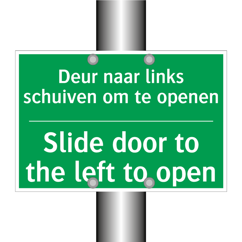 Deur naar links schuiven om te /.../ - Slide door to the left to /.../