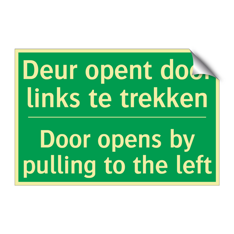 Deur opent door links te trekken /.../ - Door opens by pulling to /.../