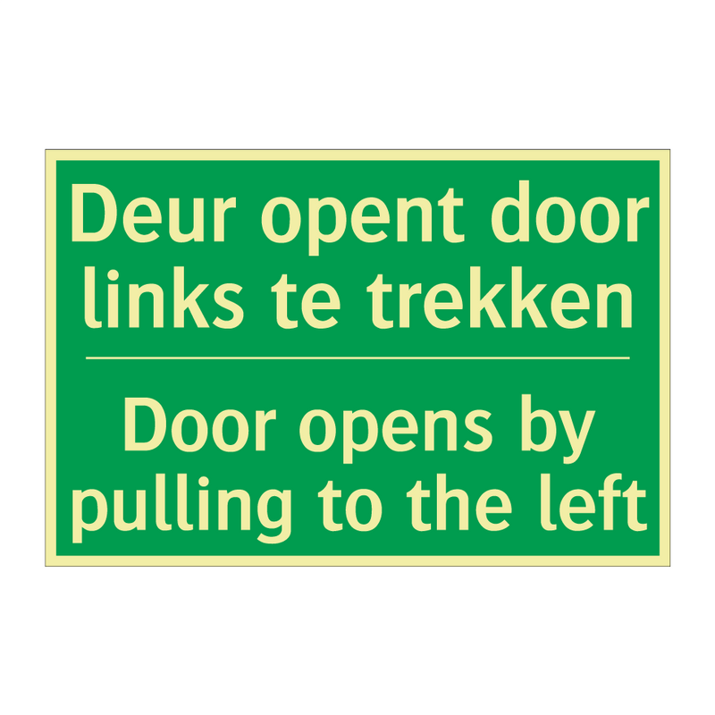 Deur opent door links te trekken /.../ - Door opens by pulling to /.../