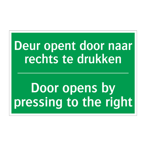 Deur opent door naar rechts te /.../ - Door opens by pressing to /.../