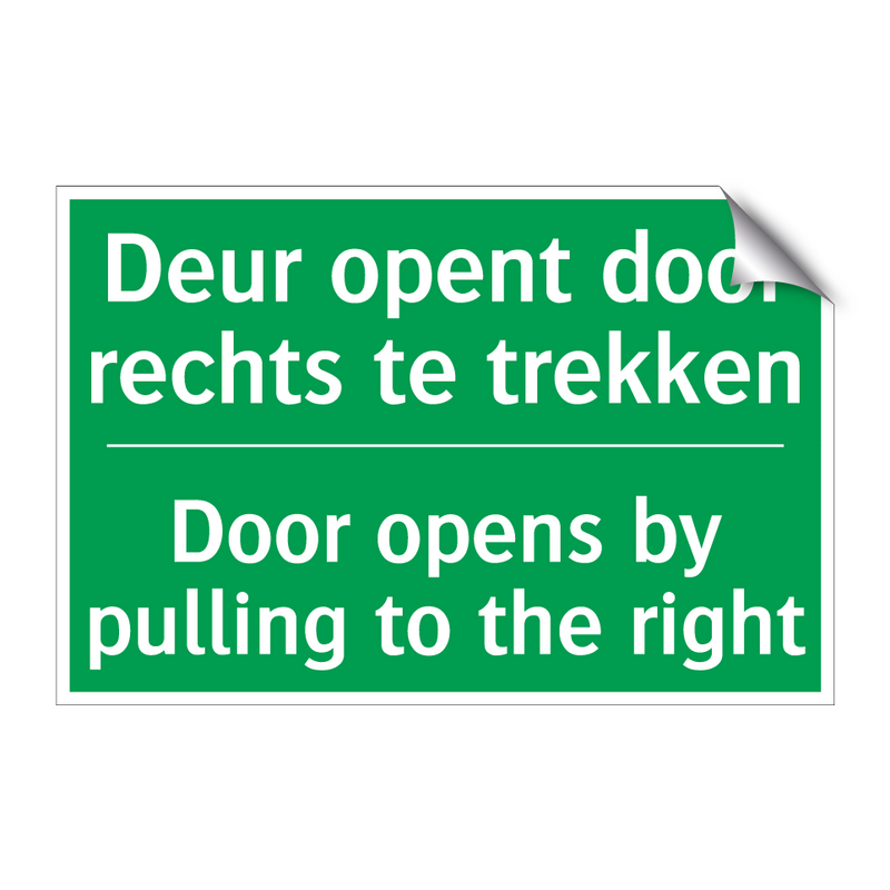 Deur opent door rechts te trekken /.../ - Door opens by pulling to /.../