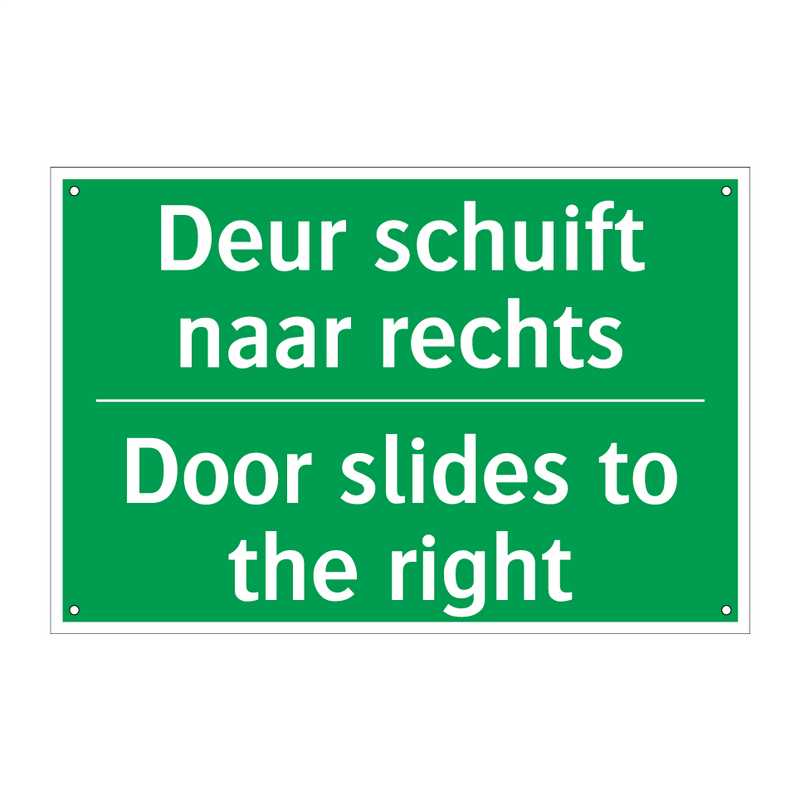 Deur schuift naar rechts - Door slides to the right