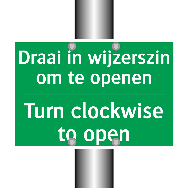 Draai in wijzerszin om te openen /.../ - Turn clockwise to open.