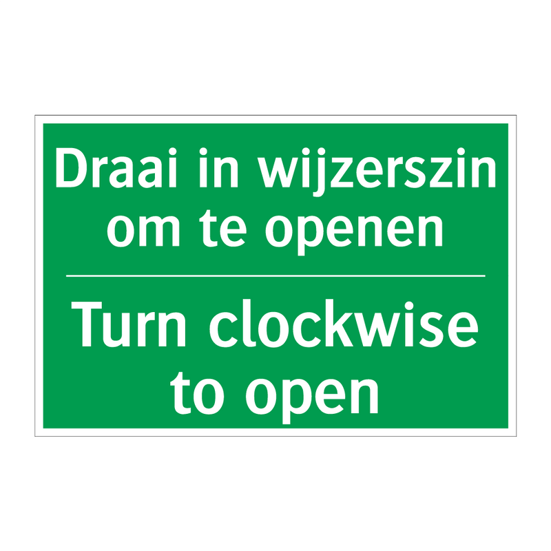 Draai in wijzerszin om te openen /.../ - Turn clockwise to open.