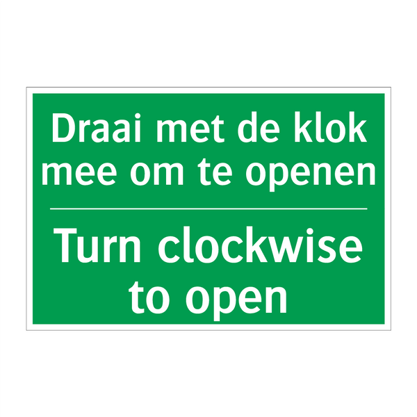 Draai met de klok mee om te openen /.../ - Turn clockwise to open