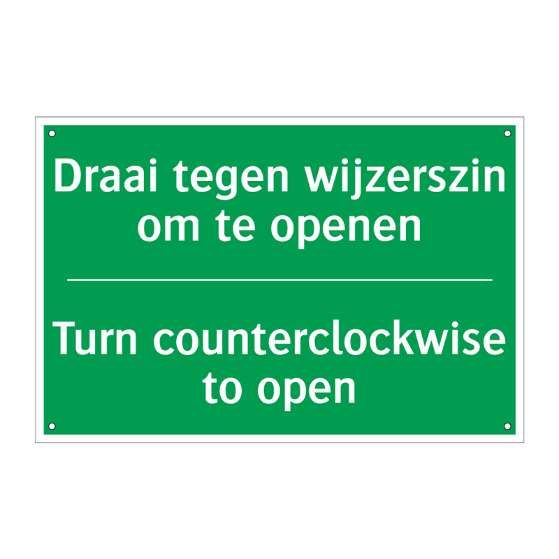 Draai tegen wijzerszin om te openen /.../ - Turn counterclockwise to /.../