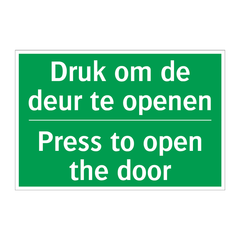 Druk om de deur te openen - Press to open the door