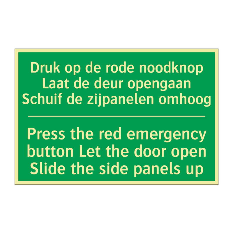 Druk op de rode noodknop Laat /.../ - Press the red emergency button /.../