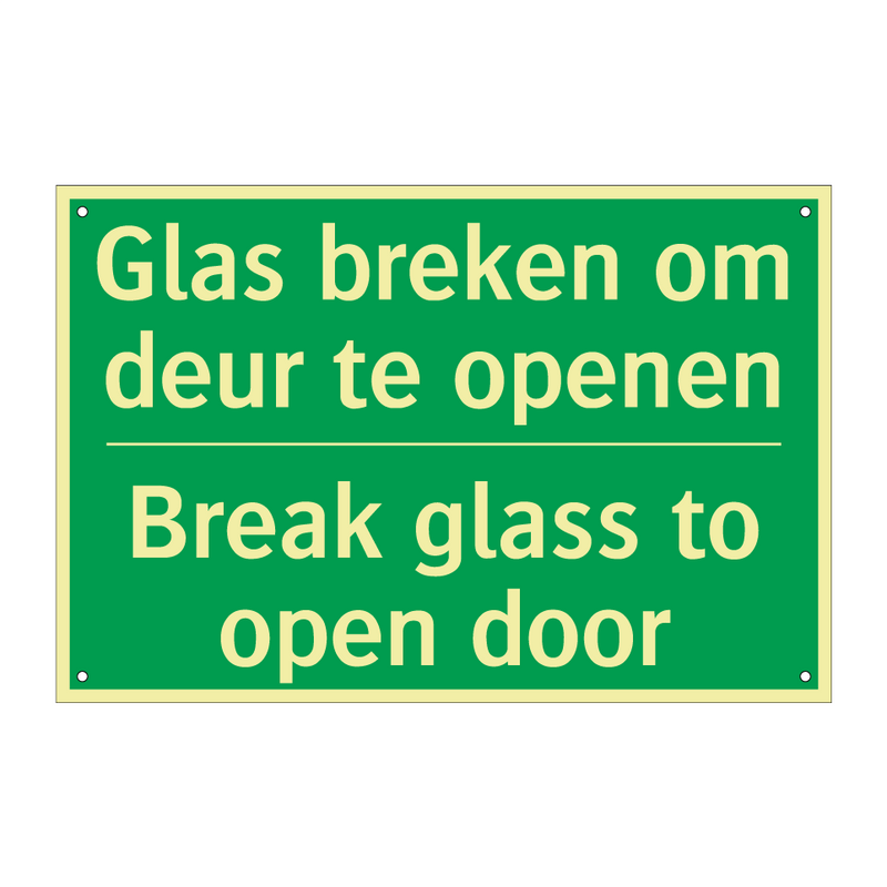 Glas breken om deur te openen - Break glass to open door