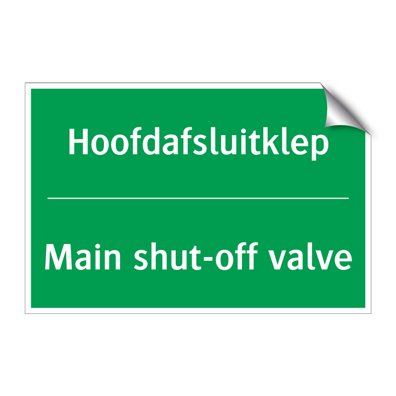 Hoofdafsluitklep - Main shut-off valve & Hoofdafsluitklep - Main shut-off valve