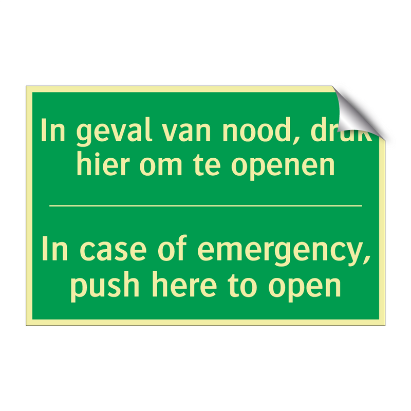 In geval van nood, druk hier om /.../ - In case of emergency, push /.../