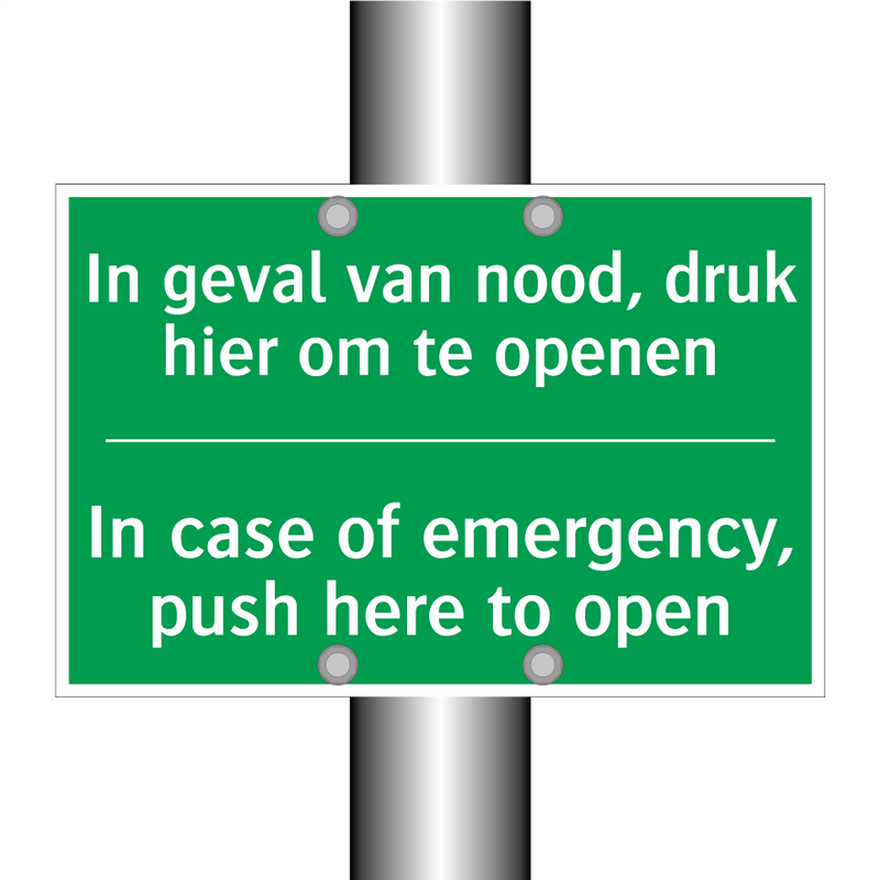 In geval van nood, druk hier om /.../ - In case of emergency, push /.../