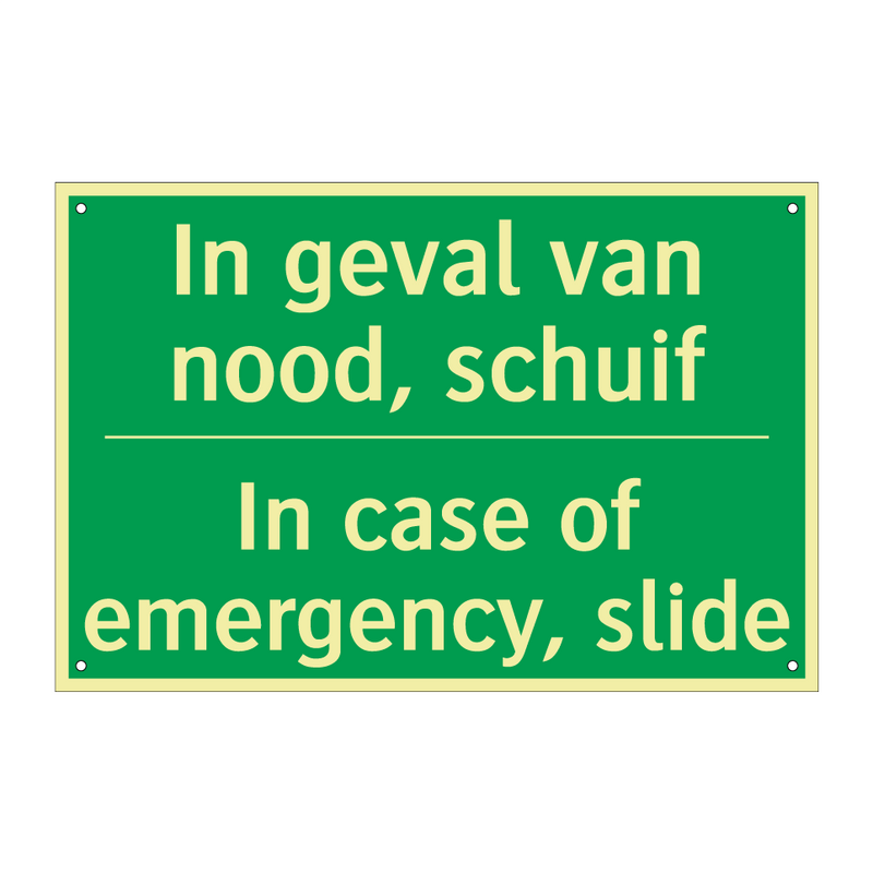 In geval van nood, schuif - In case of emergency, slide /.../