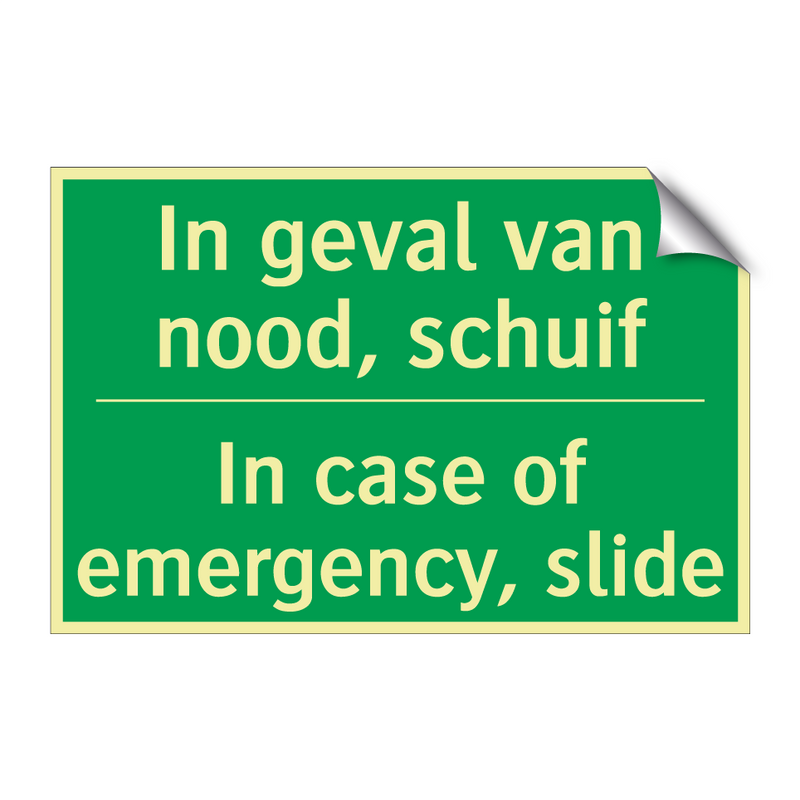 In geval van nood, schuif - In case of emergency, slide /.../