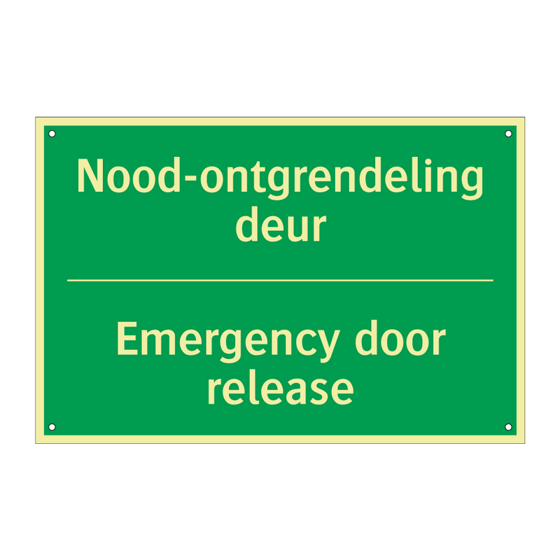 Nood-ontgrendeling deur - Emergency door release & Nood-ontgrendeling deur - Emergency door release