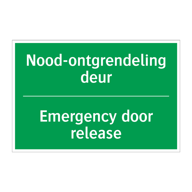 Nood-ontgrendeling deur - Emergency door release & Nood-ontgrendeling deur - Emergency door release