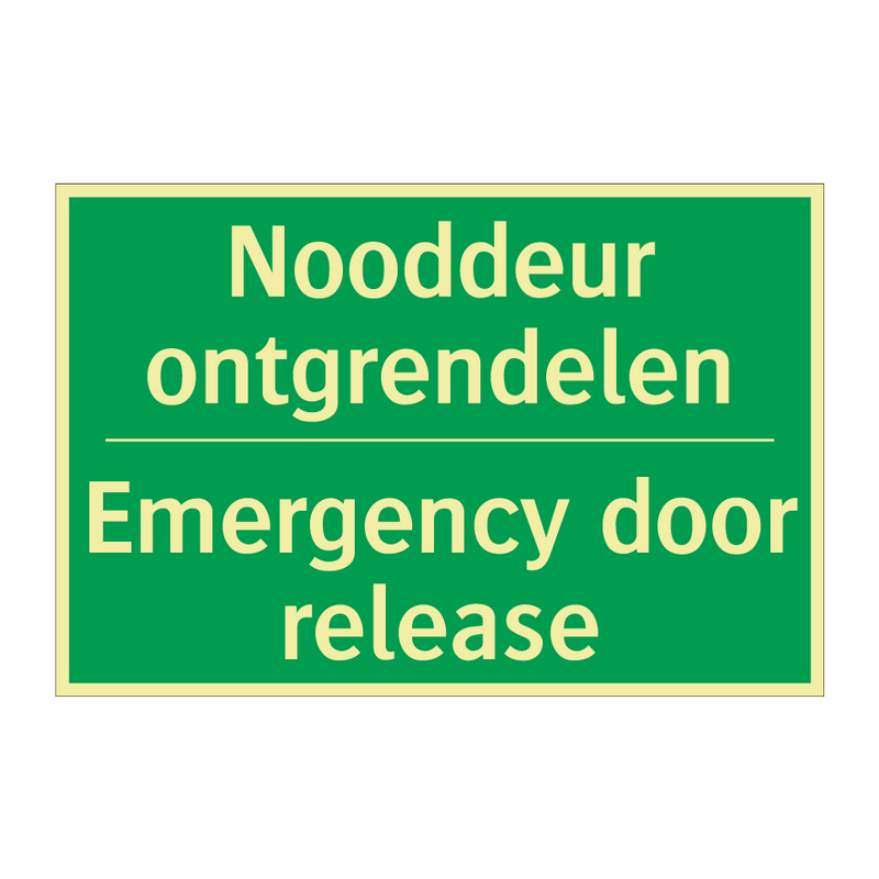 Nooddeur ontgrendelen - Emergency door release & Nooddeur ontgrendelen - Emergency door release