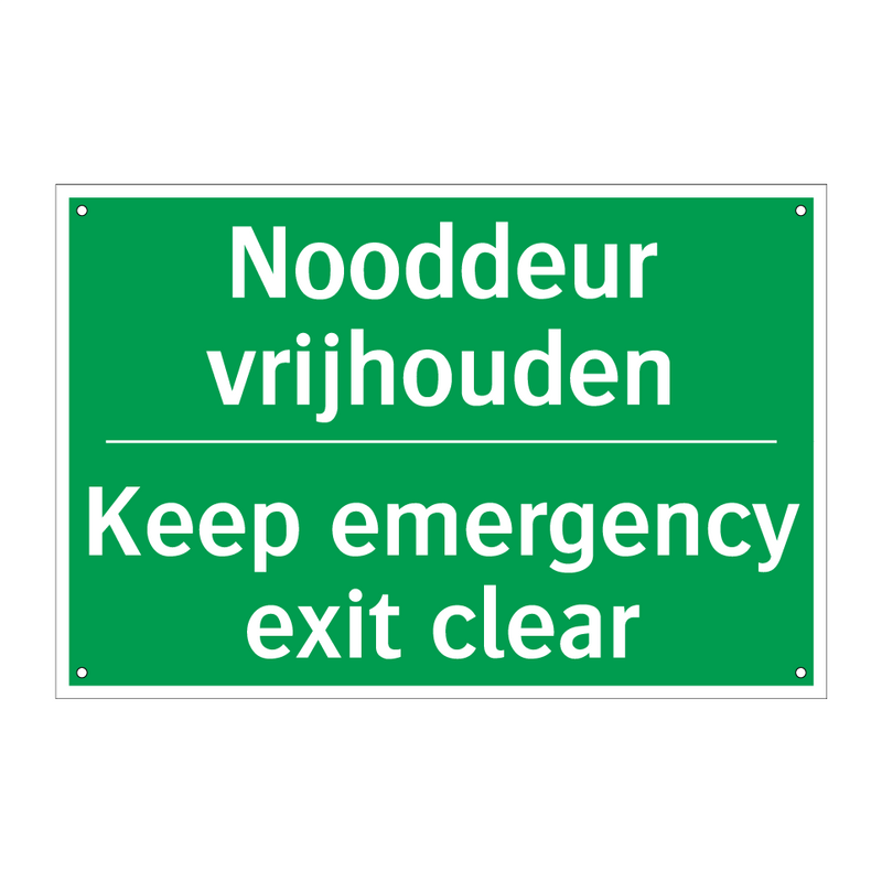 Nooddeur vrijhouden - Keep emergency exit clear & Nooddeur vrijhouden - Keep emergency exit clear