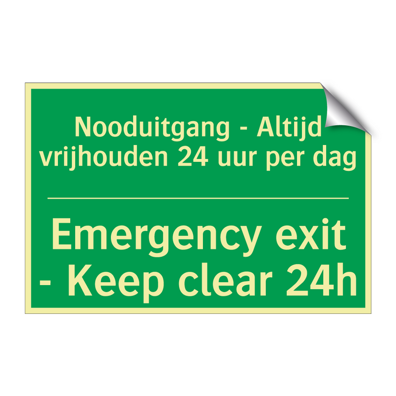 Nooduitgang - Altijd vrijhouden /.../ - Emergency exit - Keep clear /.../