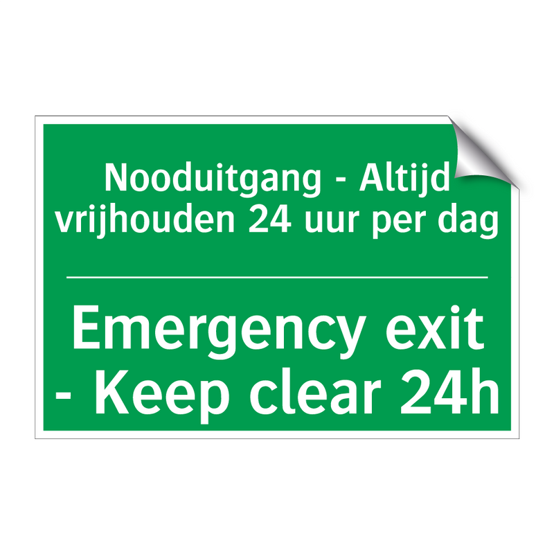 Nooduitgang - Altijd vrijhouden /.../ - Emergency exit - Keep clear /.../