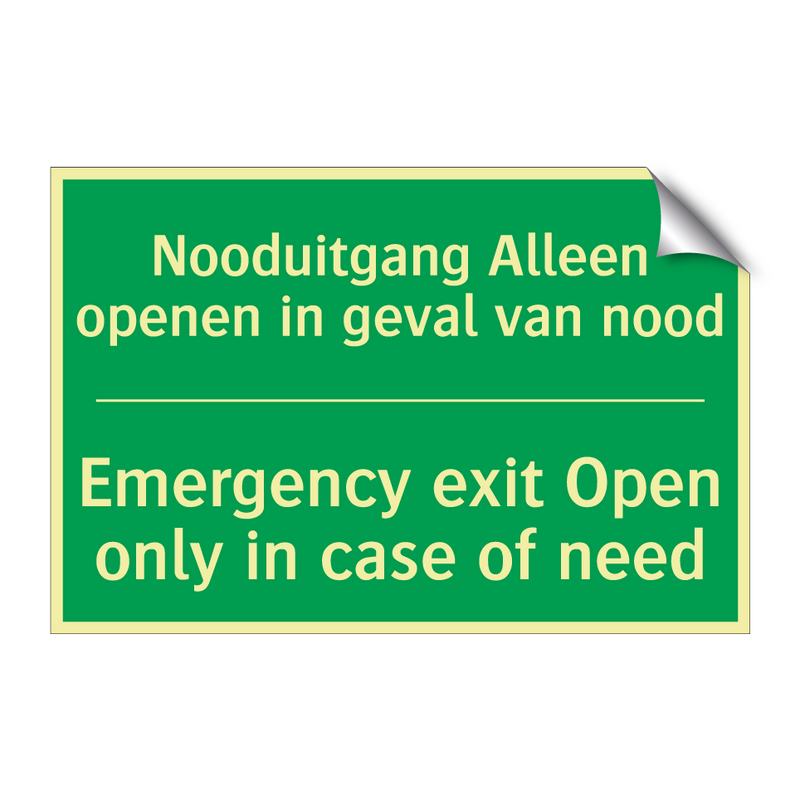 Nooduitgang Alleen openen in geval /.../ - Emergency exit Open only /.../