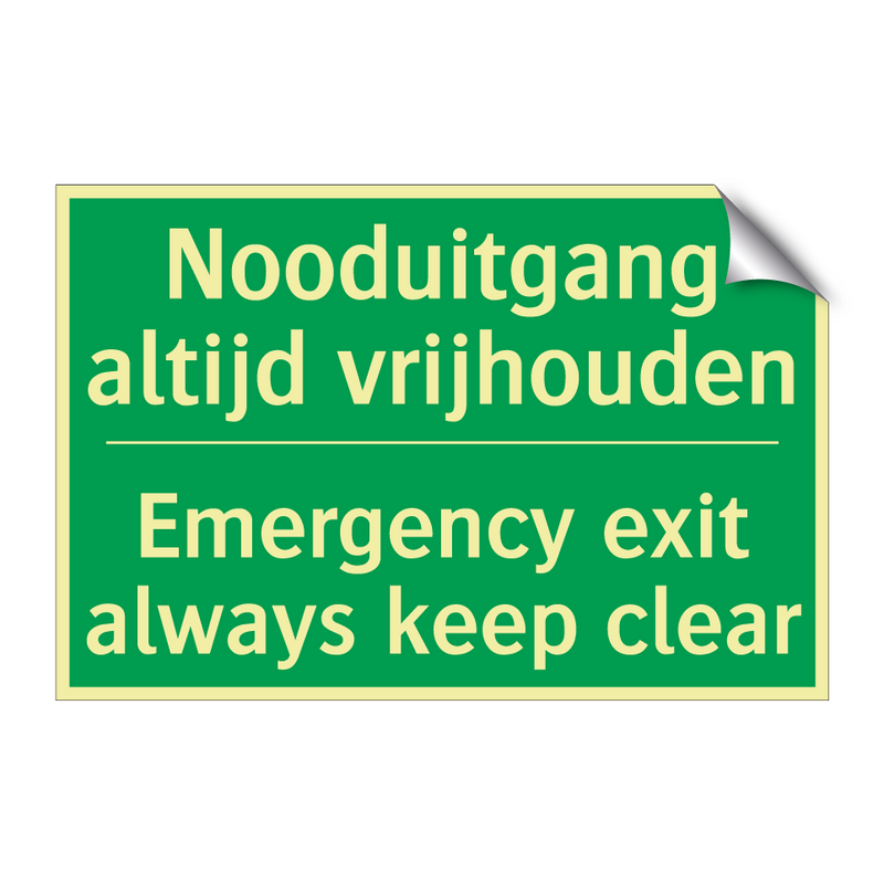 Nooduitgang altijd vrijhouden - Emergency exit always keep /.../