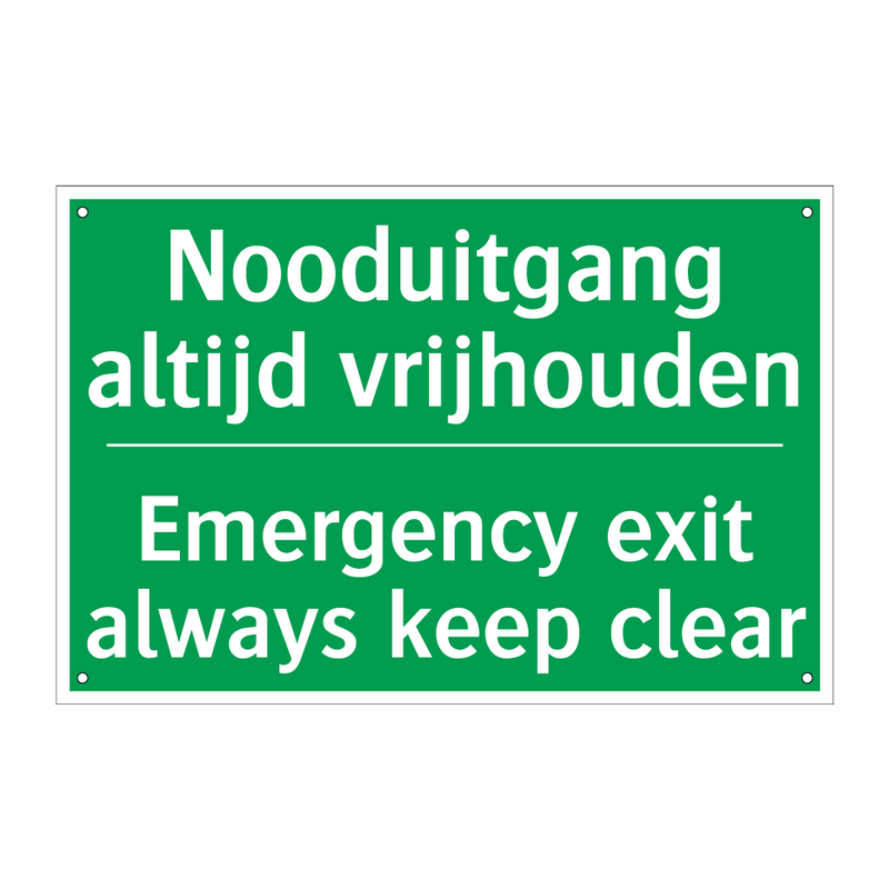 Nooduitgang altijd vrijhouden - Emergency exit always keep /.../