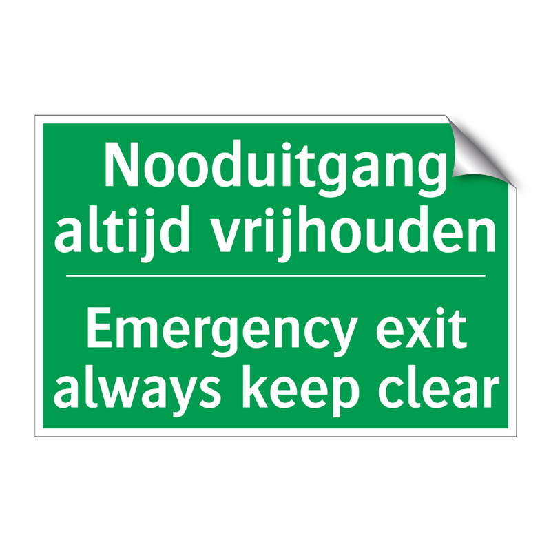 Nooduitgang altijd vrijhouden - Emergency exit always keep /.../